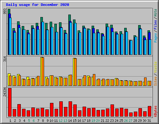 Daily usage for December 2020