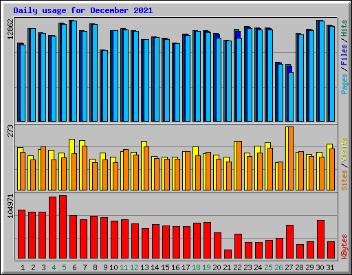 Daily usage for December 2021