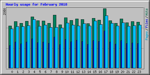 Hourly usage for February 2018